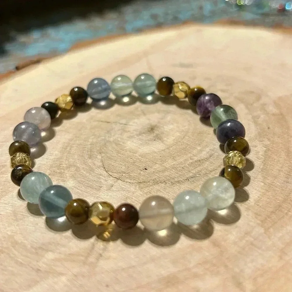 ✨ Handmade Fluorite + Tiger’s Eye + Hematite Crystal Bracelet ✨